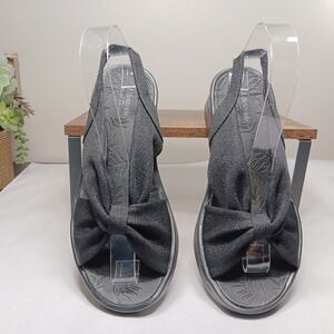 LifeStride Bzees Air Step Wedge Sandals Womens 7 Black Good Twist Knot Slingback